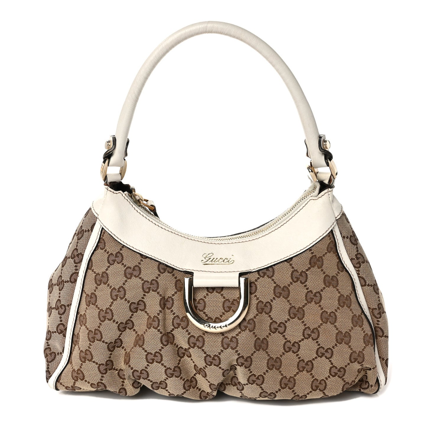 Monogram Medium D Gold Ring Hobo White