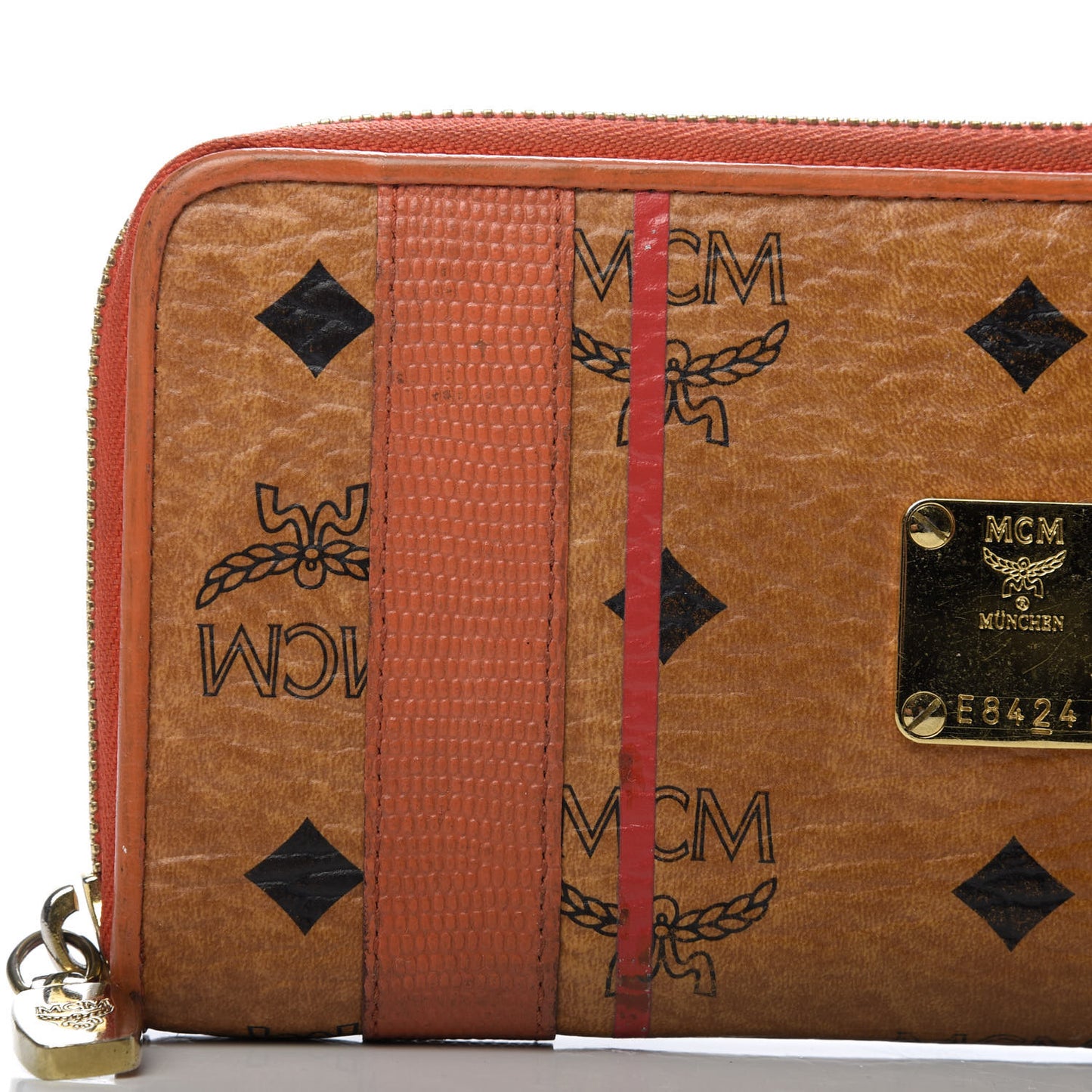 Visetos Striped Zip Around Wallet Cognac