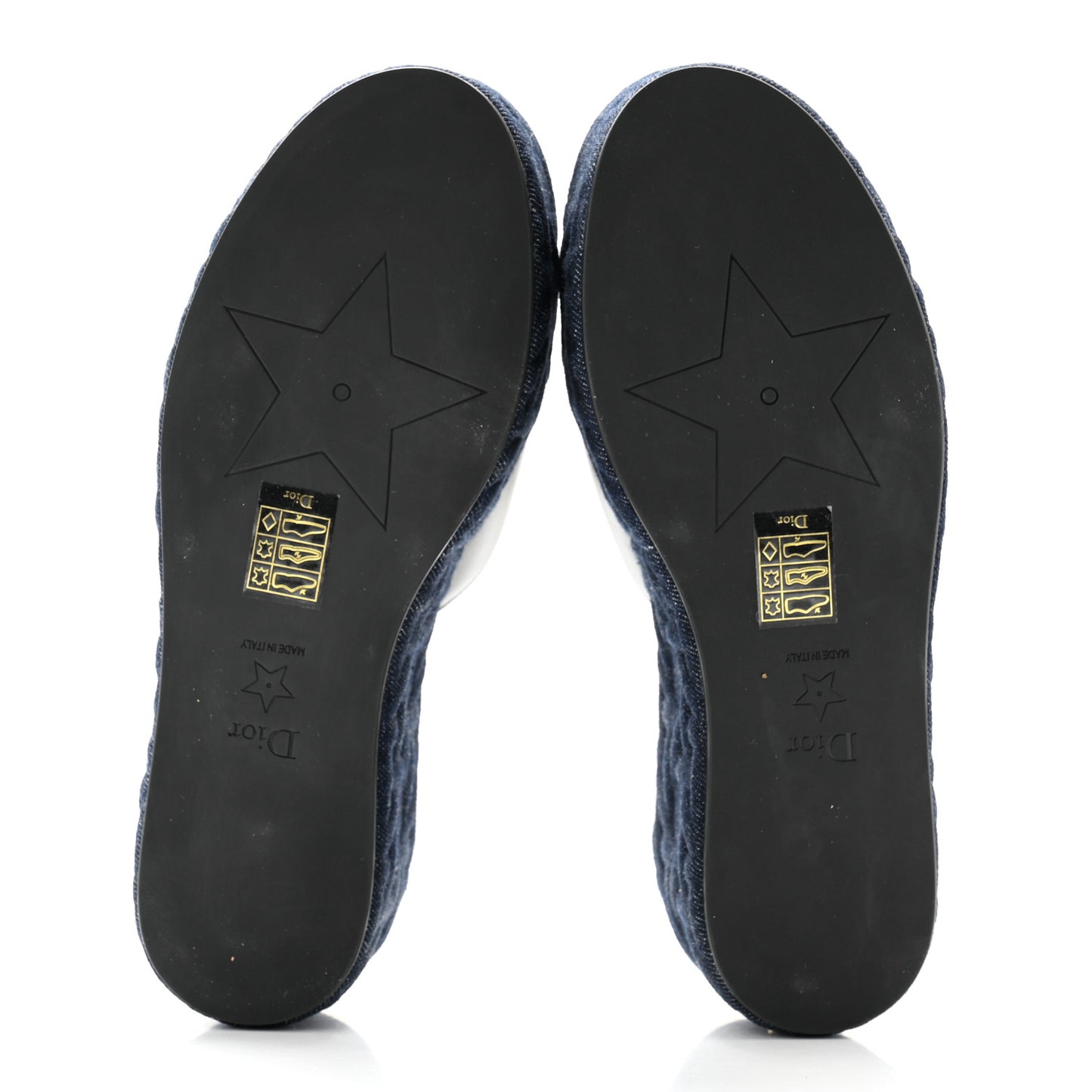 Denim Calfskin Graphic Cannage Attitude Dior Wedge Slide 37.5 Blue