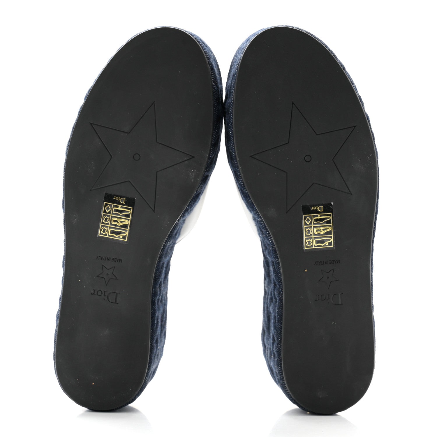 Christian Dior Denim Calfskin Graphic Cannage Attitude Dior Wedge Slide 37.5 Blue 5 of 8