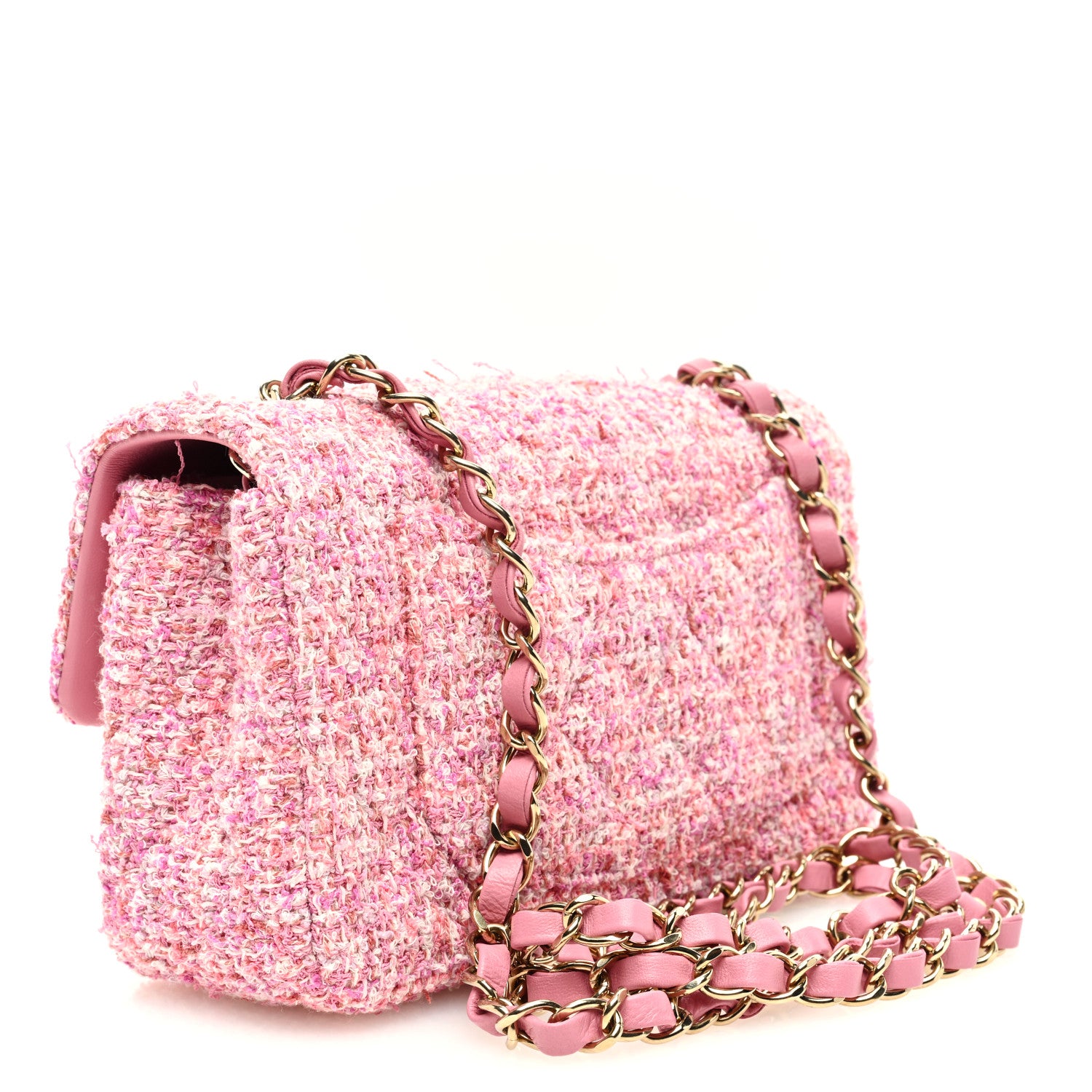 Chanel Tweed Quilted Mini Rectangular Flap Pink 3 of 10