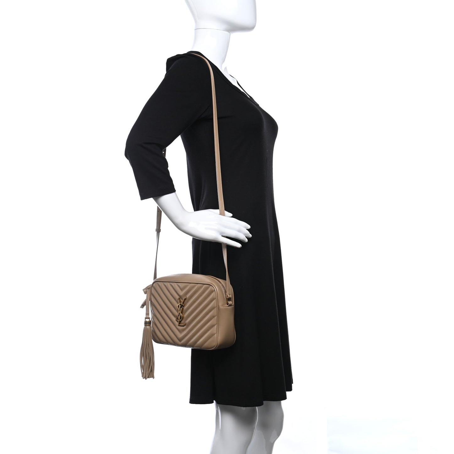 Calfskin Matelasse Monogram Lou Camera Bag Dark Latte