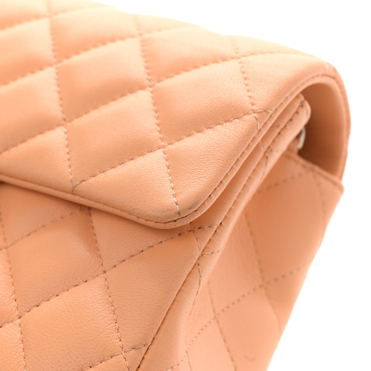 Lambskin Quilted Mini Rectangular Flap Light Orange