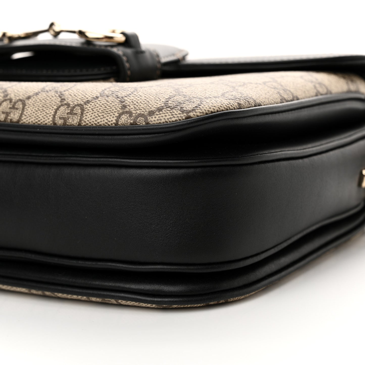 GG Supreme Monogram Horsebit 1955 Soft Small Shoulder Bag Beige Black