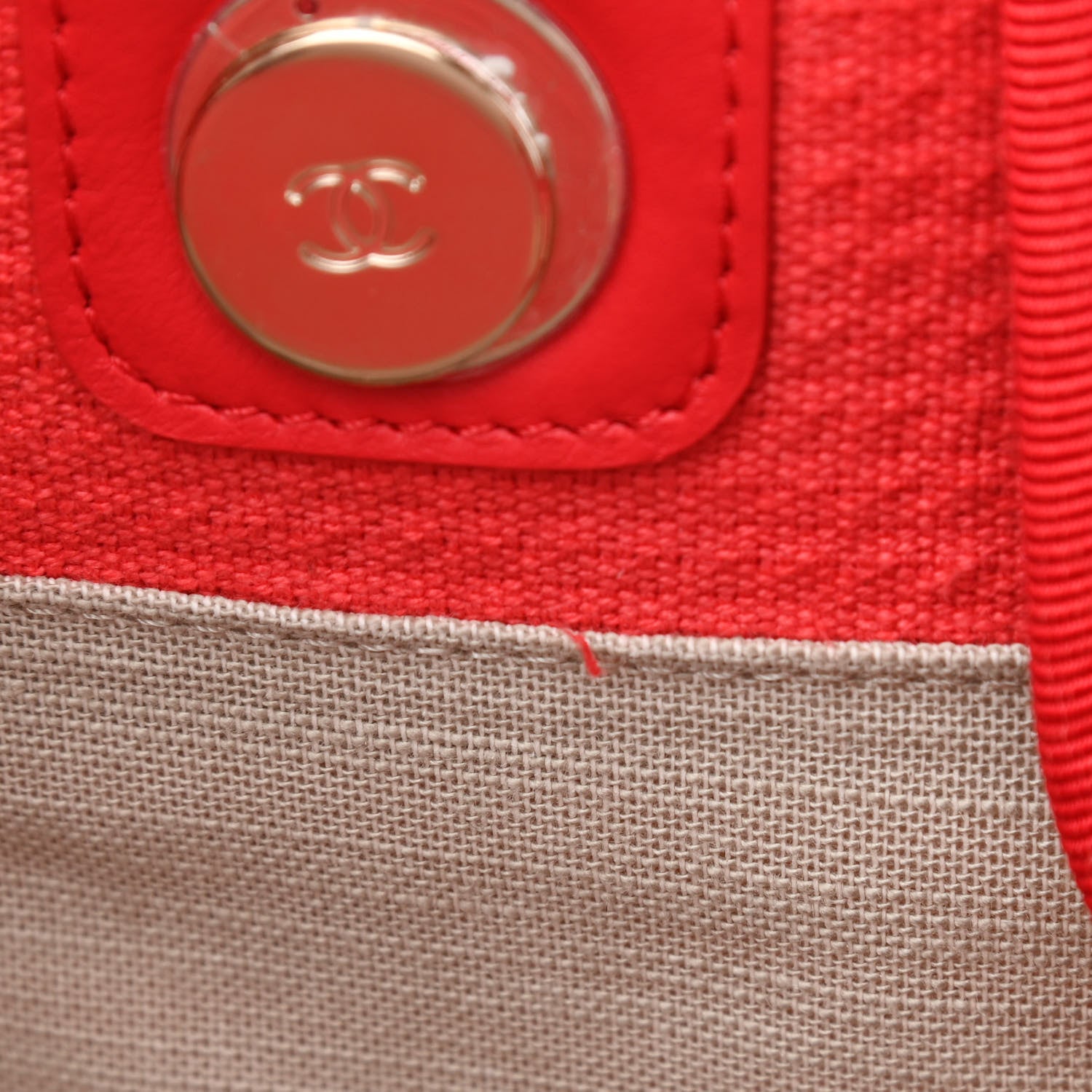 Chanel Canvas Large Deauville Tote Red 10 of 14
