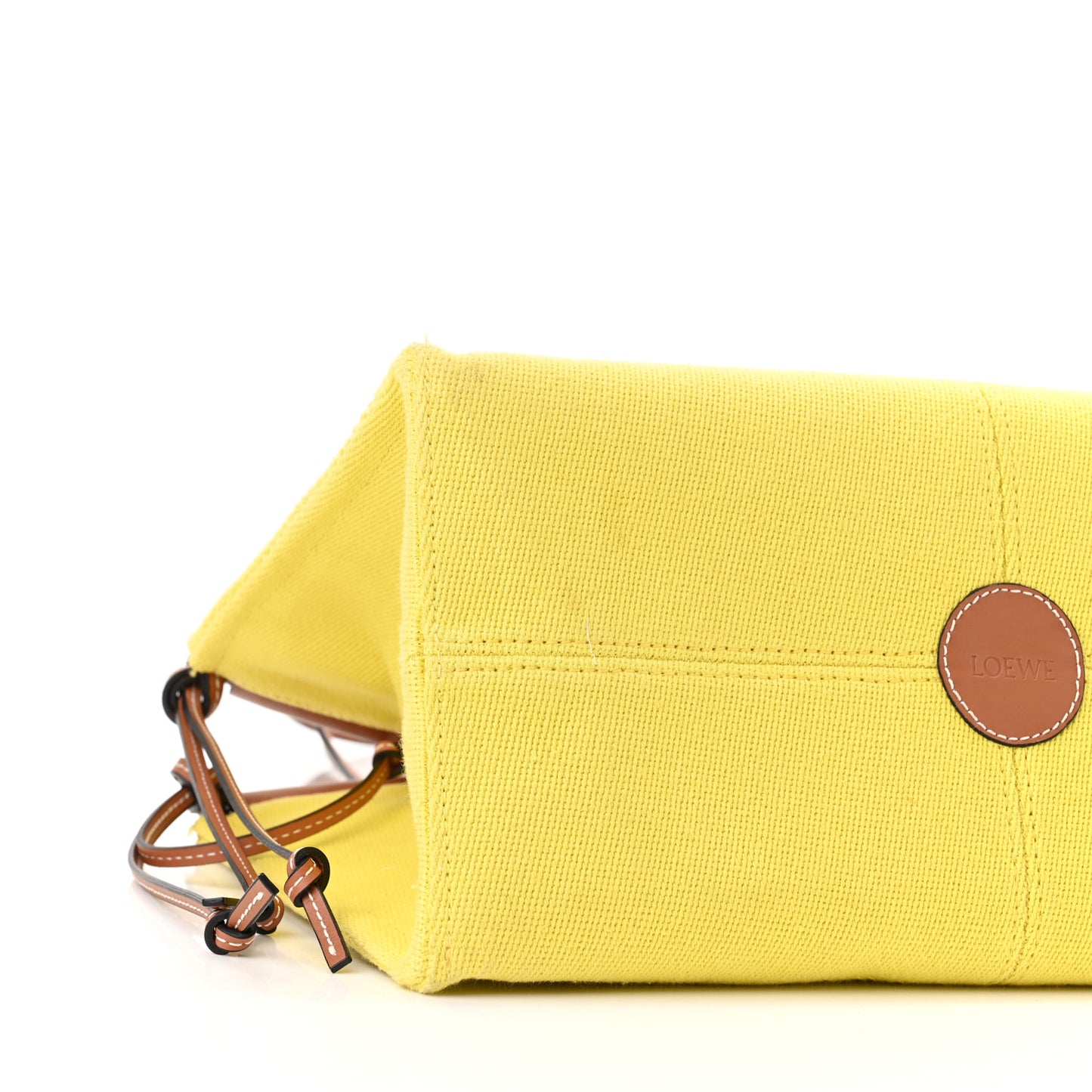 Canvas Calfskin Cushion Tote Yellow