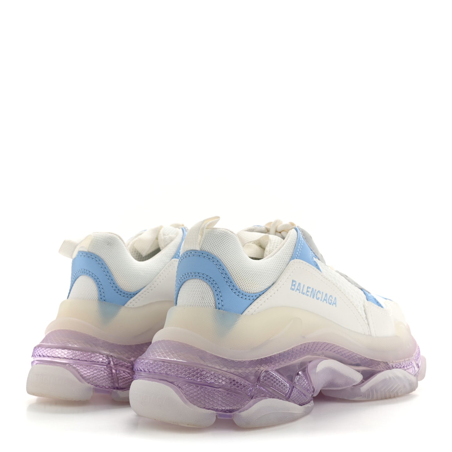 Fabric Mesh Clear Sole Womens Triple S Sneakers 36 Light Blue Grey Lilac White