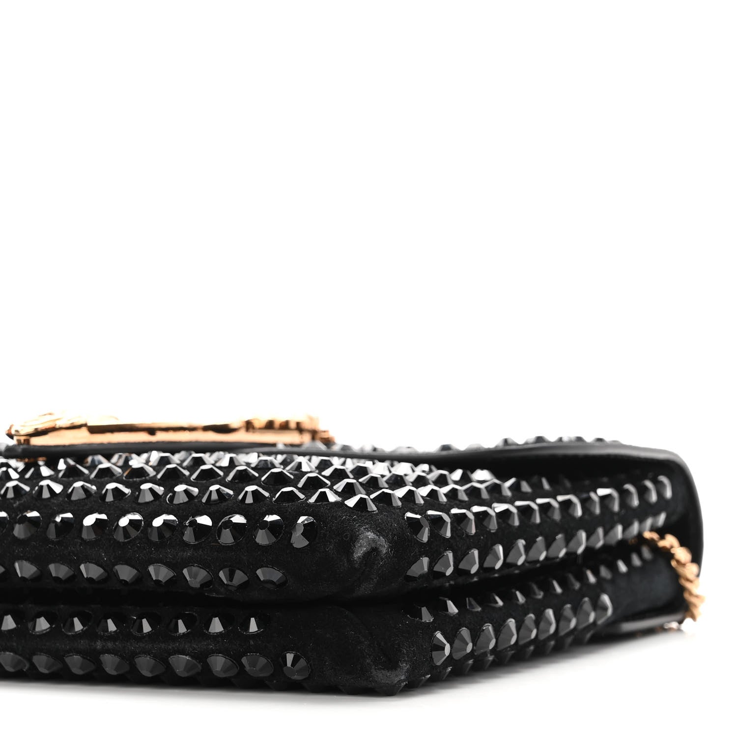 Versace Suede Studded Virtus Chain Clutch Black 9 of 9