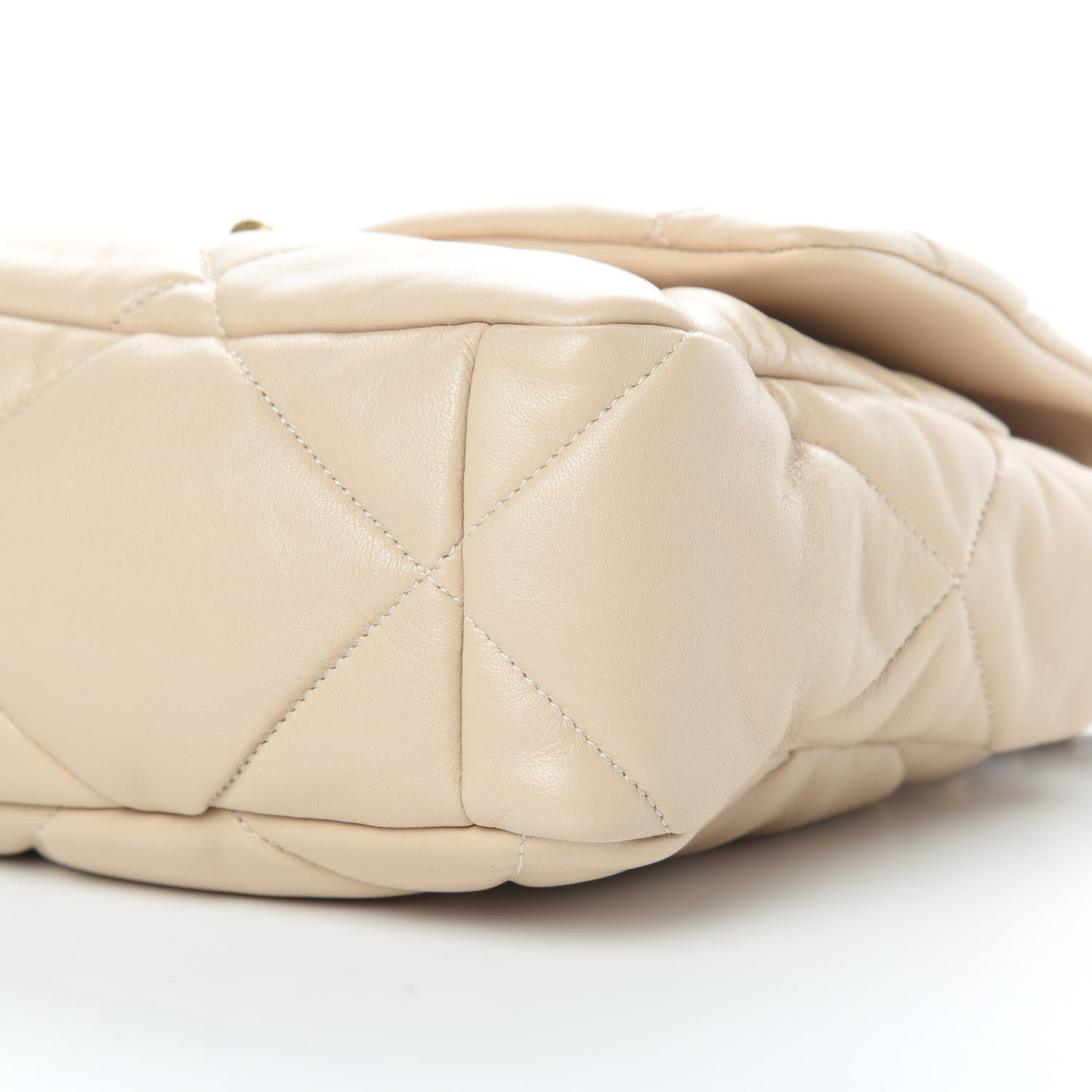 Lambskin Quilted Large 19 Flap Beige