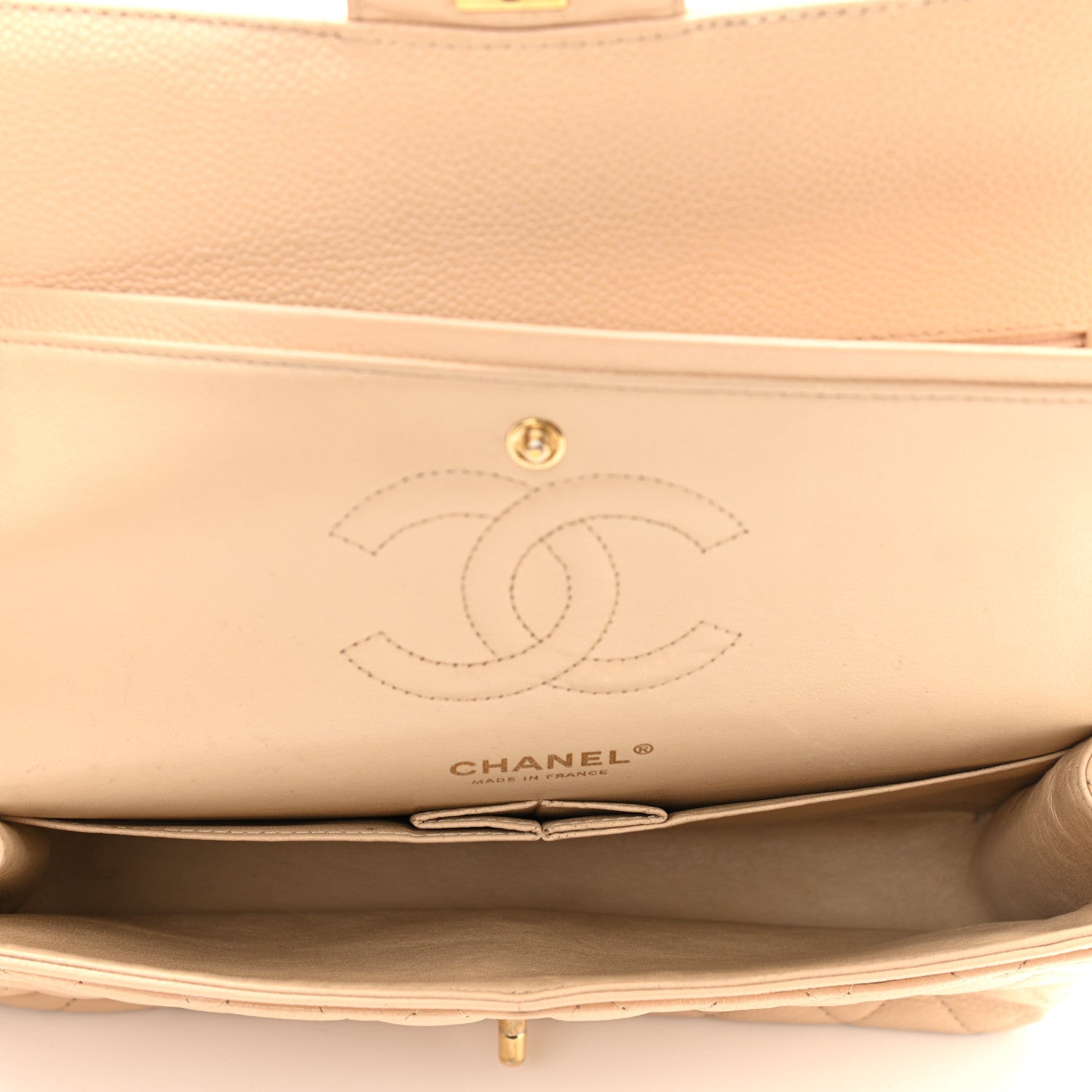 Chanel Caviar Quilted Medium Double Flap Beige Clair 5 of 14