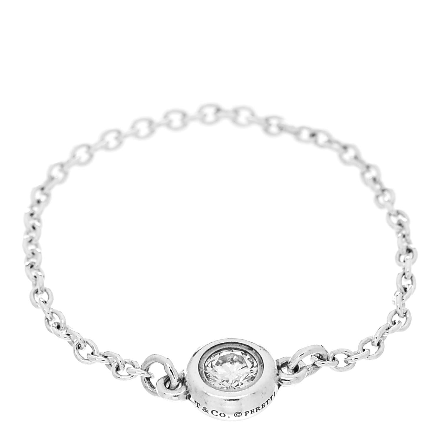 Tiffany Sterling Silver Diamond Elsa Peretti Diamonds by the Yard Ring 55 7.25 1 of 5