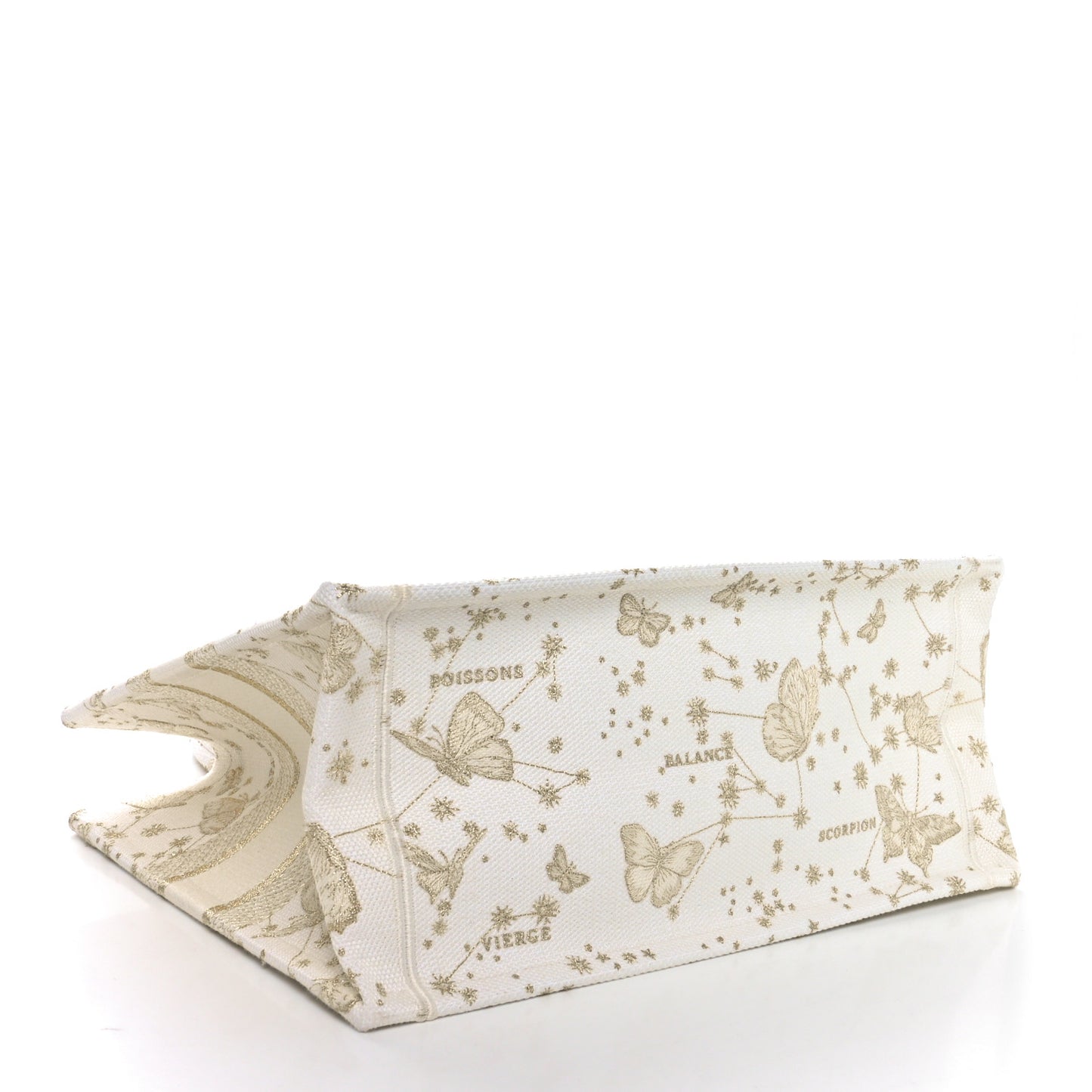Canvas Embroidered Medium Butterfly Zodiac Book Tote Gold