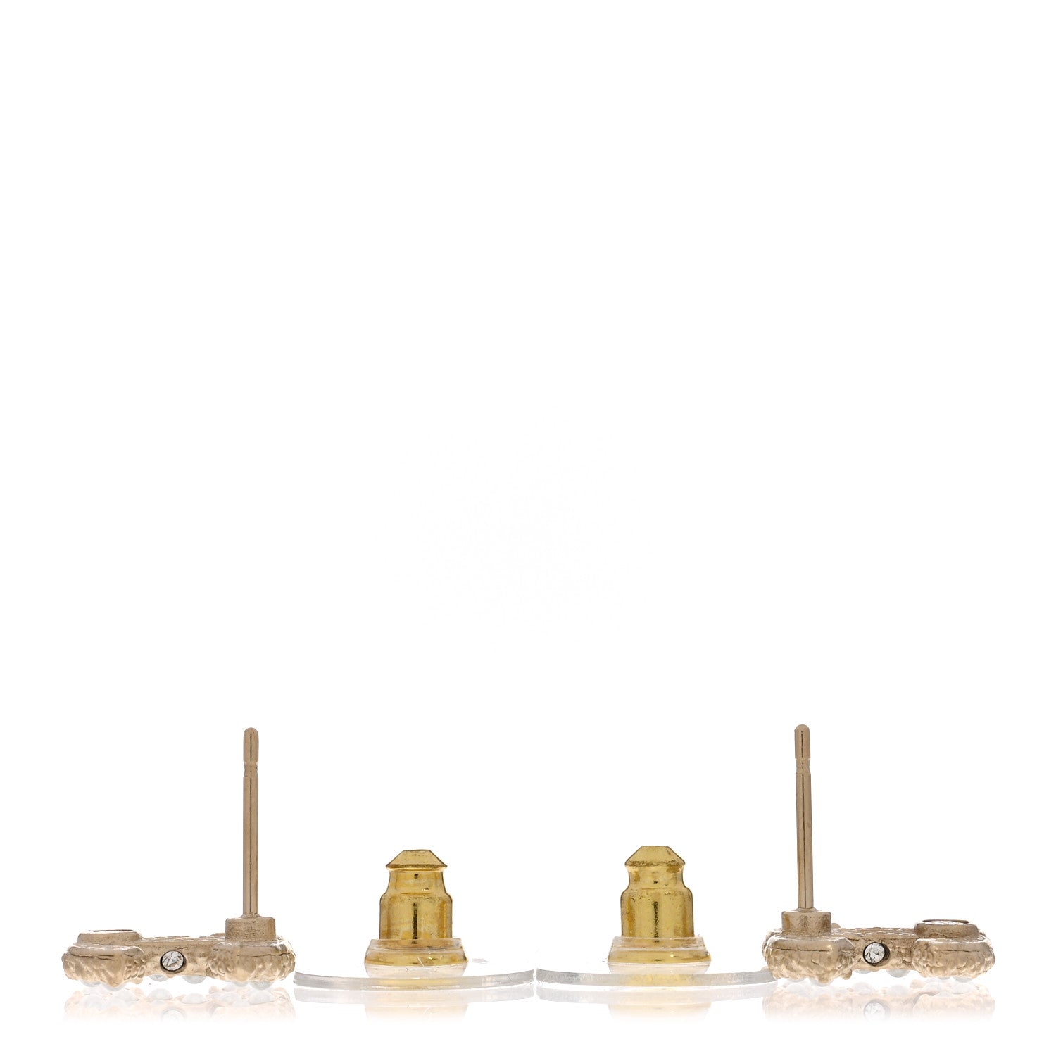 Chanel Pearl Crystal CC Earrings Light Gold 3 of 5
