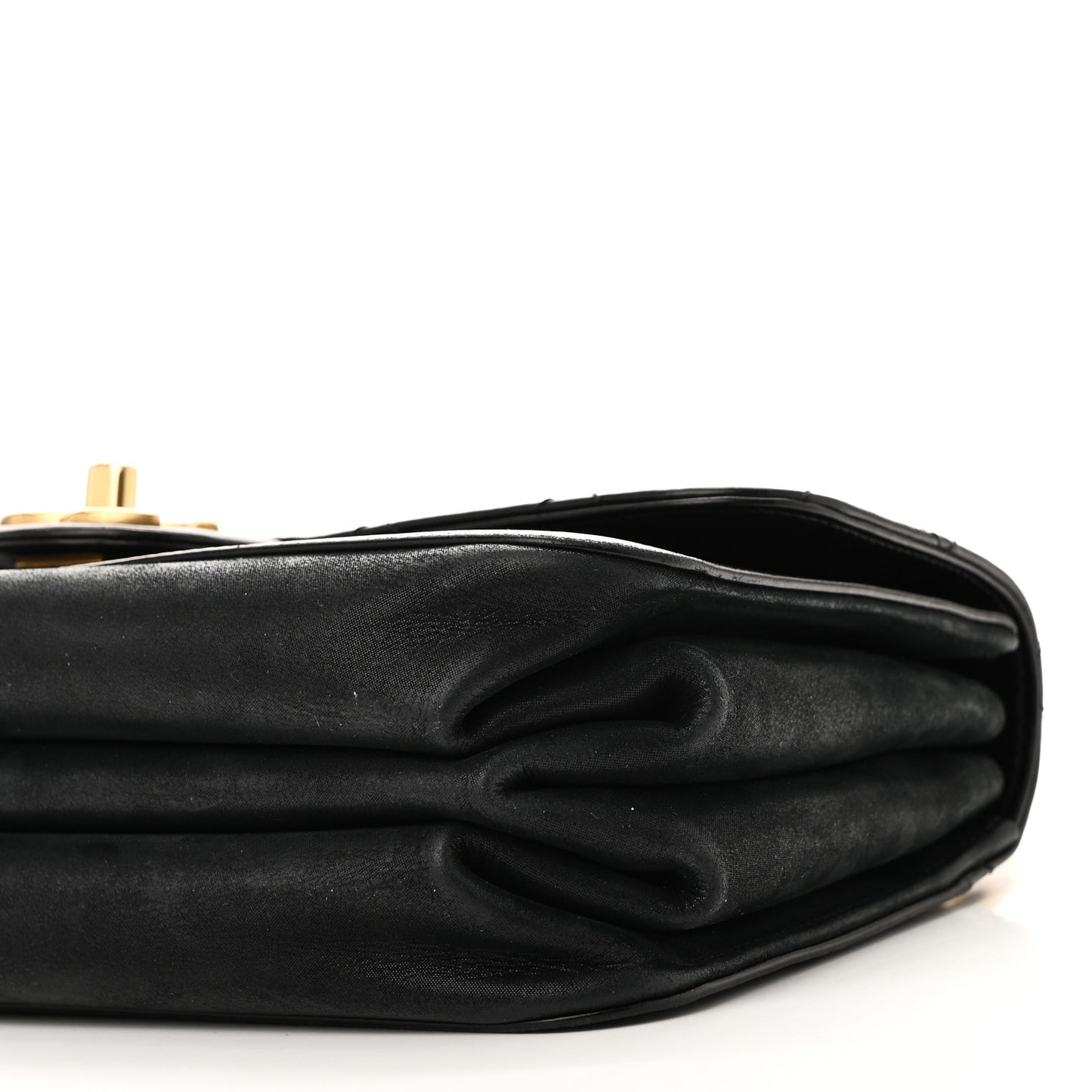 Iridescent Calfskin Quilted Small Straight Lined Flap Black
