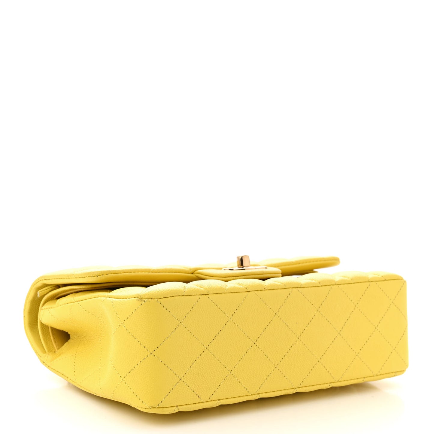 Caviar Quilted Small Double Flap Yellow