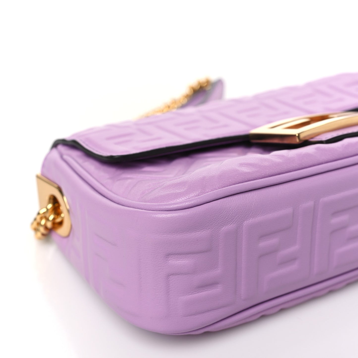 Nappa FF Embossed Small Midi Chain Baguette Violetta