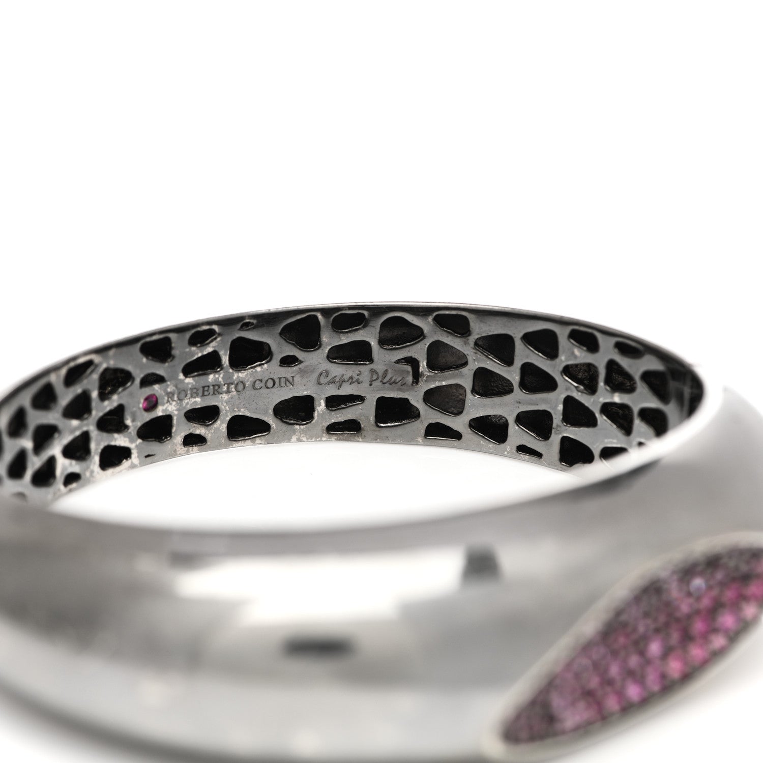 Roberto Coin Ruthenium Sterling Silver Rhodolite Capri Plus Bangle Bracelet 4 of 6