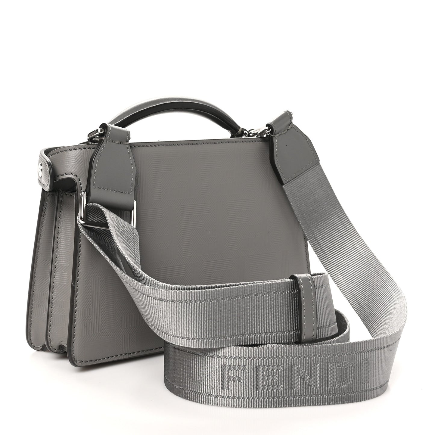 Calfskin Striped Texture FF Peekaboo I See U X Cross Satchel Moon Argilla
