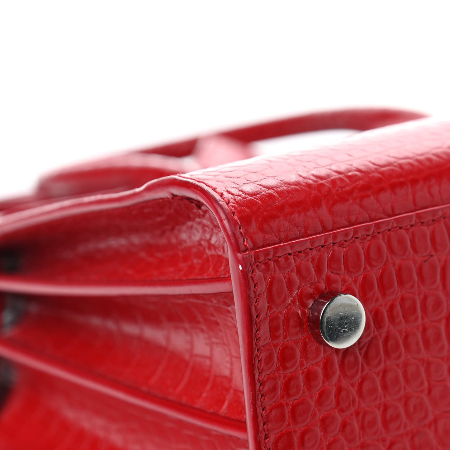 Calfskin Crocodile Embossed Baby Sac De Jour Red