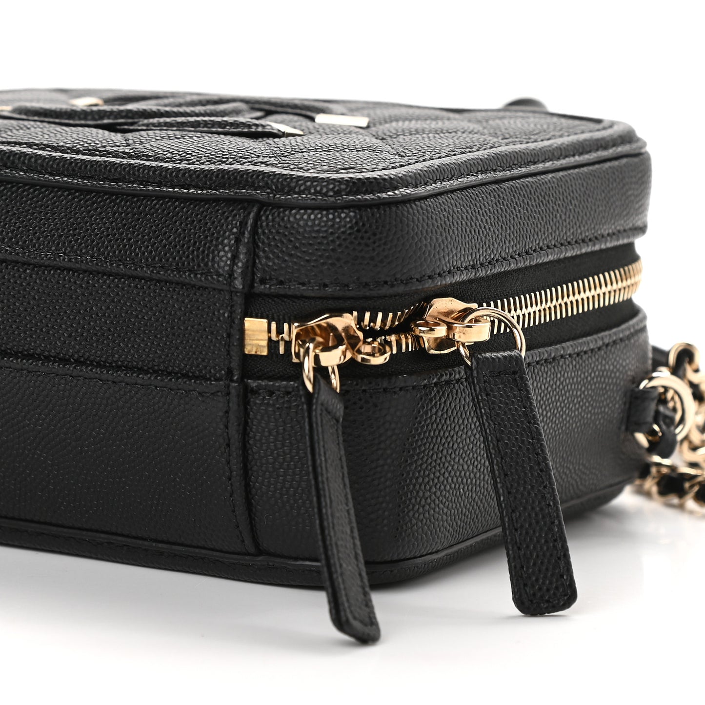 Caviar Quilted Small CC Filigree Vanity Case Black