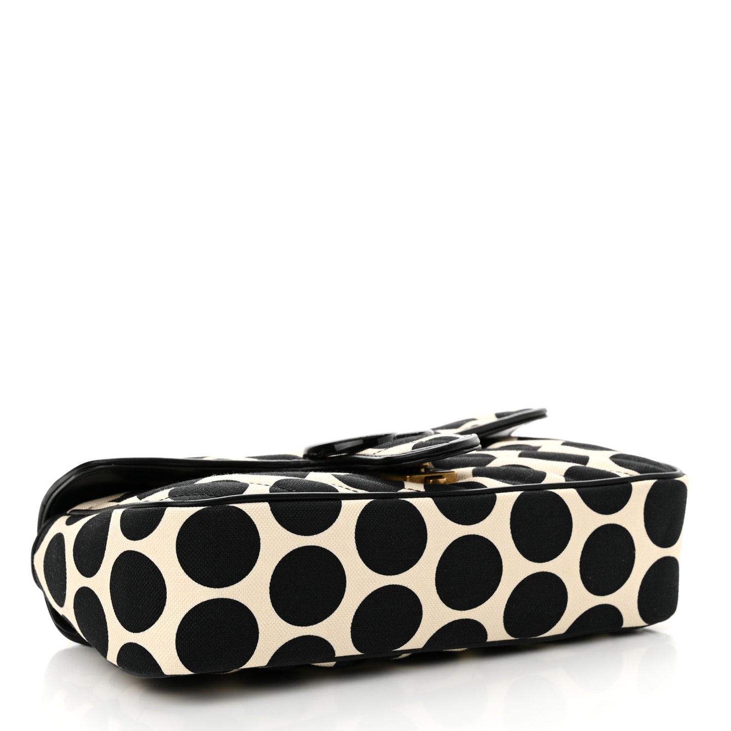 Canvas Matelasse Diagonal Polka Dot Small GG Marmont Shoulder Bag Black White