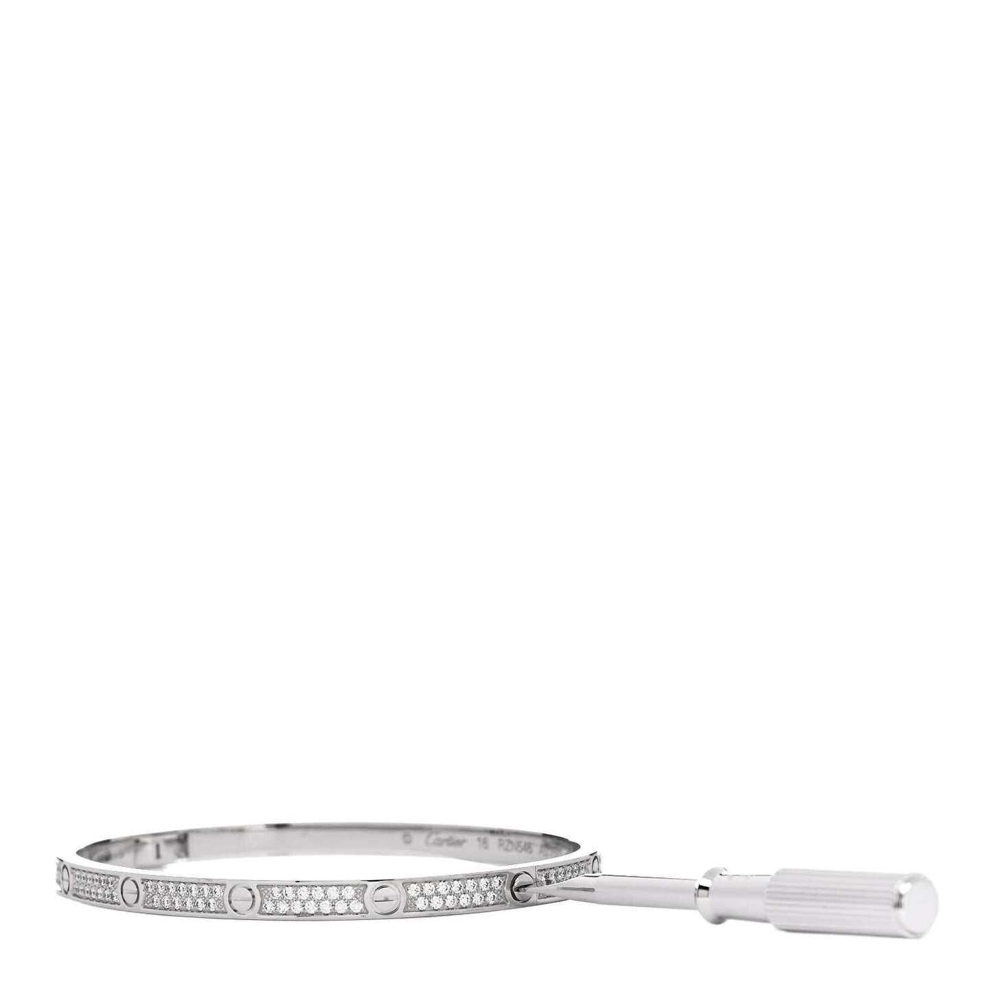 18K White Gold Diamond Small LOVE Paved Bracelet 16