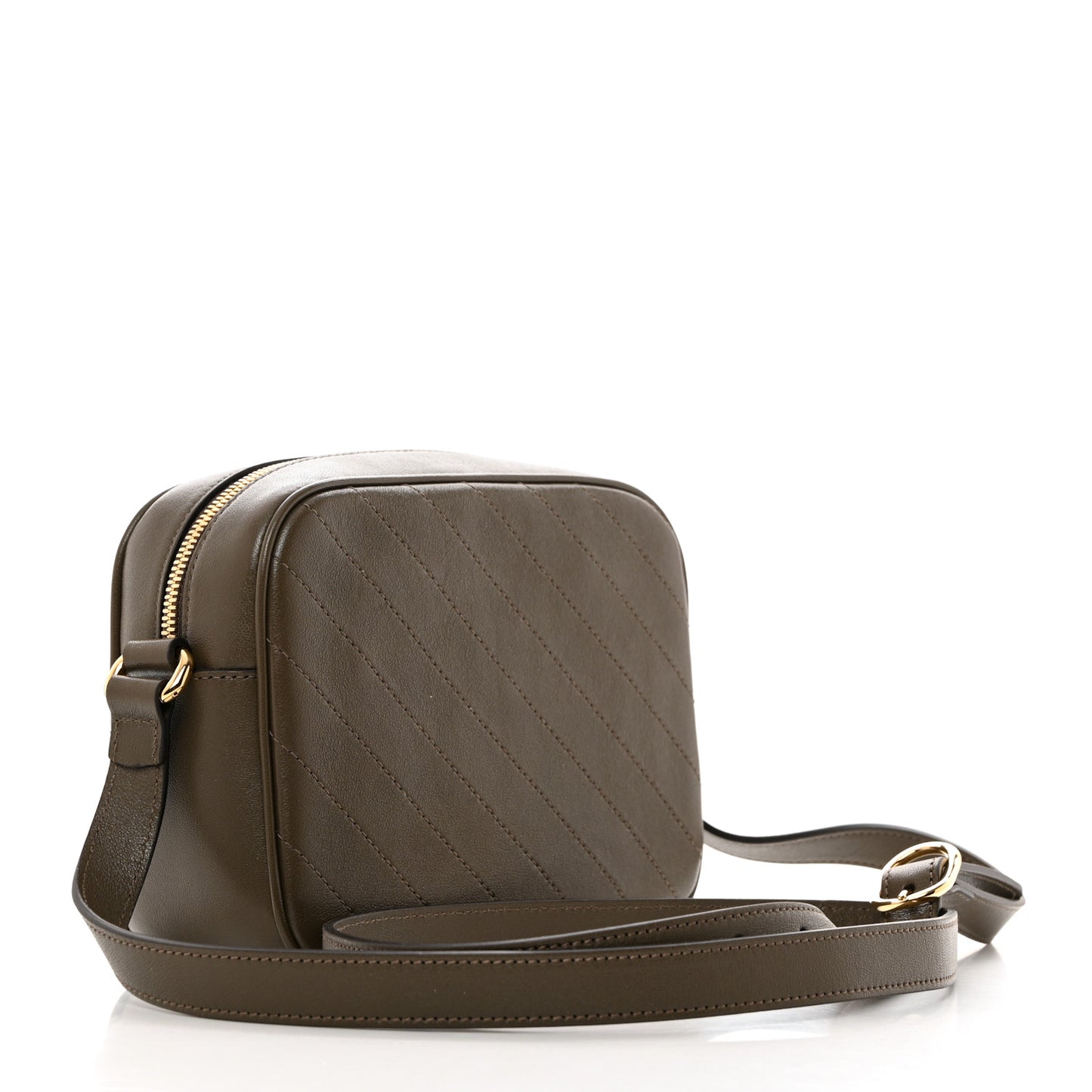 Sakai Be Green Calfskin Diagonal Stitched Small Blondie Shoulder Bag Craclet Brown