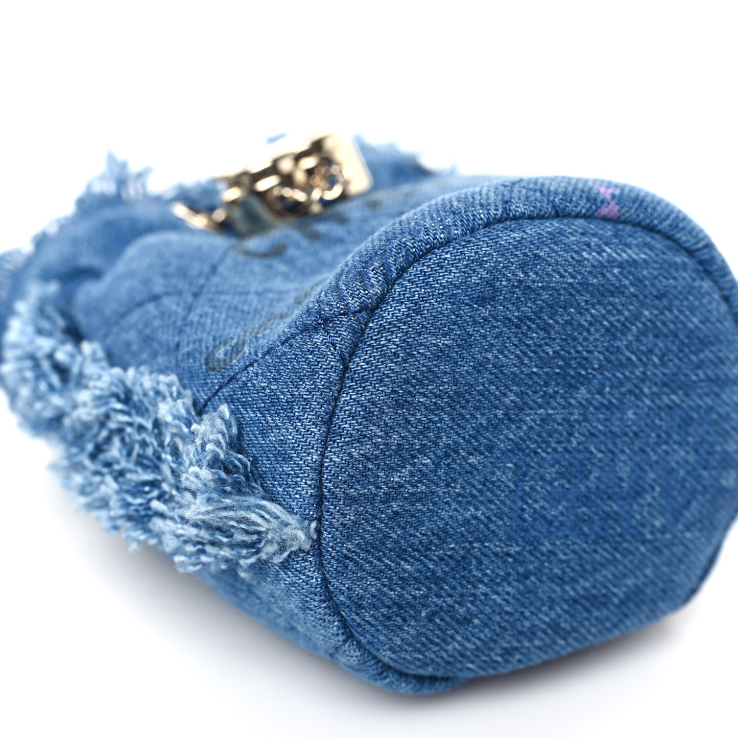 Denim Quilted Mood Mini Bucket With Chain Blue Multicolor