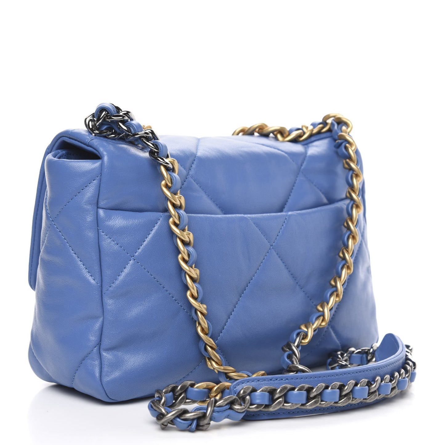 Lambskin Quilted Medium 19 Flap Blue