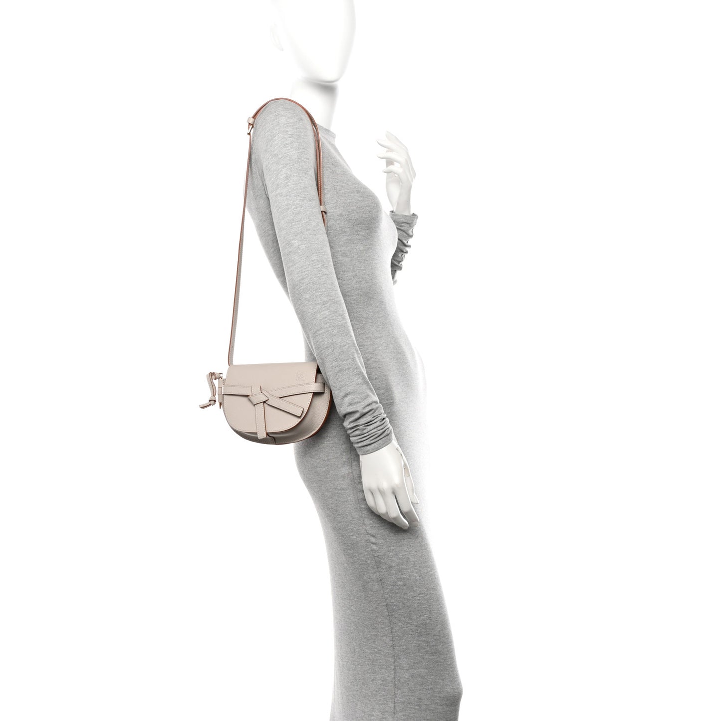 Grained Calfskin Mini Gate Dual Bag Light Ghost