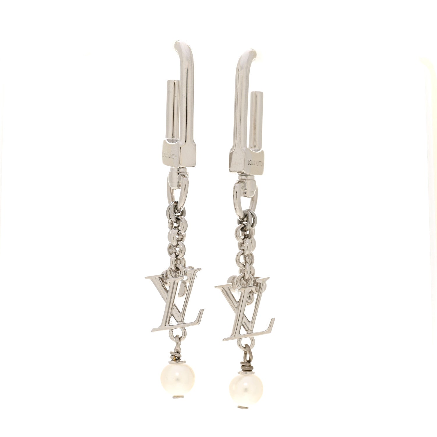 Louis Vuitton Metal Pearl LV Iconic Hook Earrings Palladium