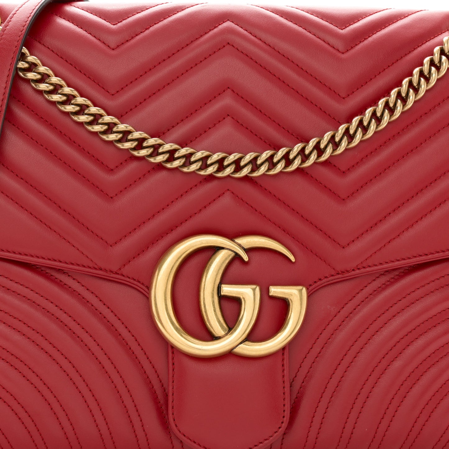 Calfskin Matelasse Large GG Marmont Shoulder Bag Hibiscus Red