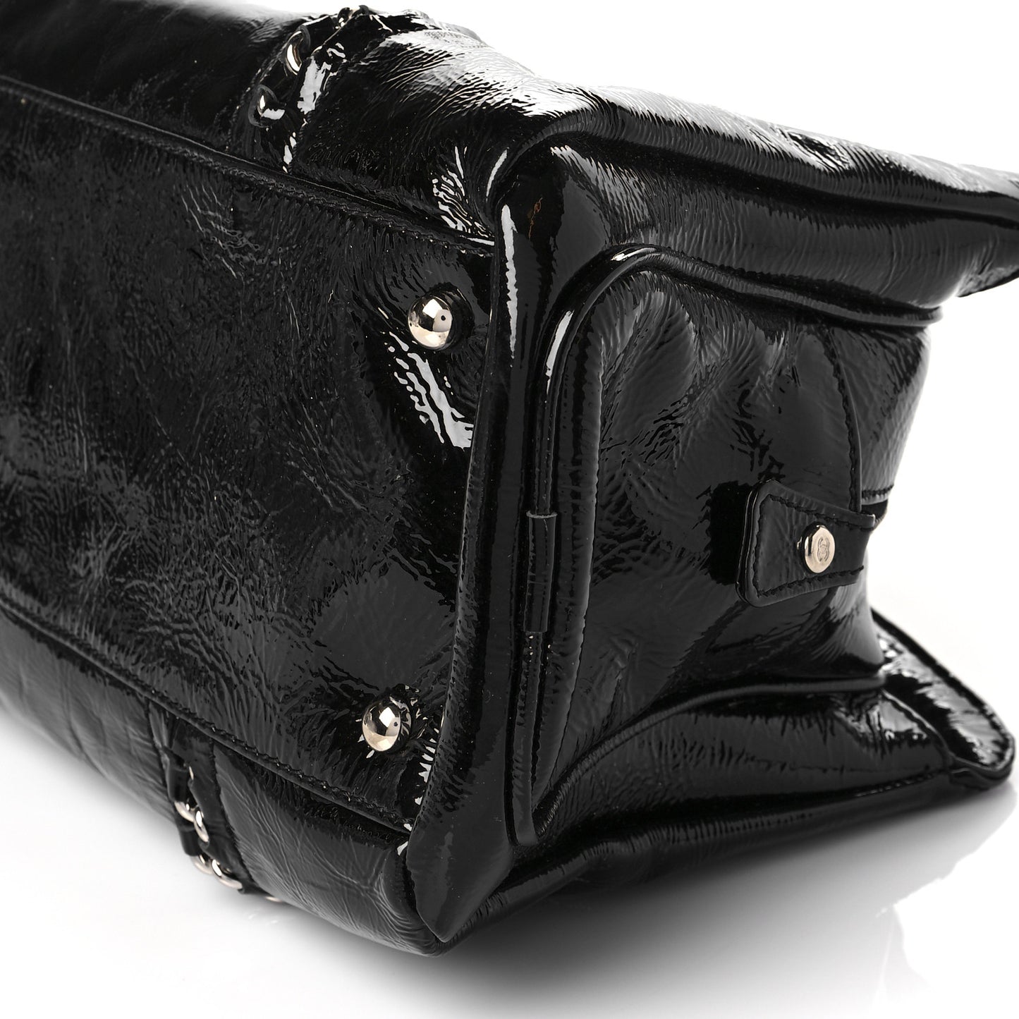Patent Calfskin Small Luxe Ligne Tote Black