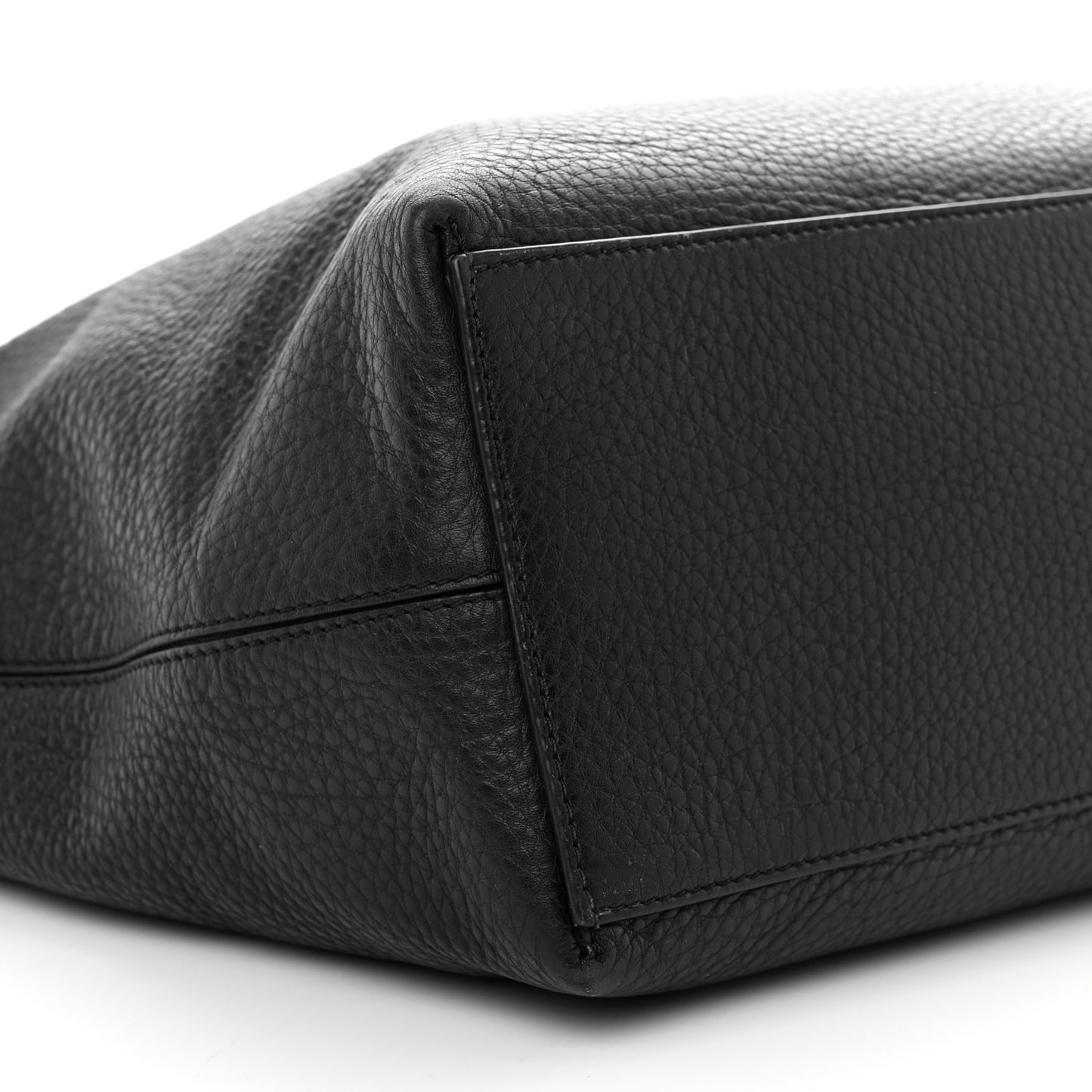 Grained Calfskin Rockstud Shoulder Tote Black