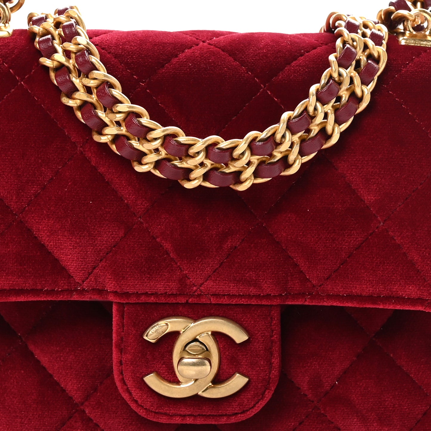 Velvet Enamel Mini Flap Red