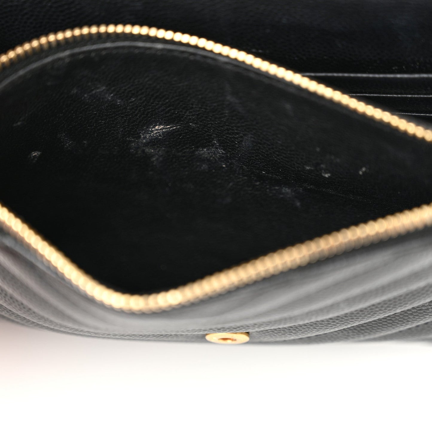 Grain De Poudre Matelasse Chevron Monogram Envelope Chain Wallet Black