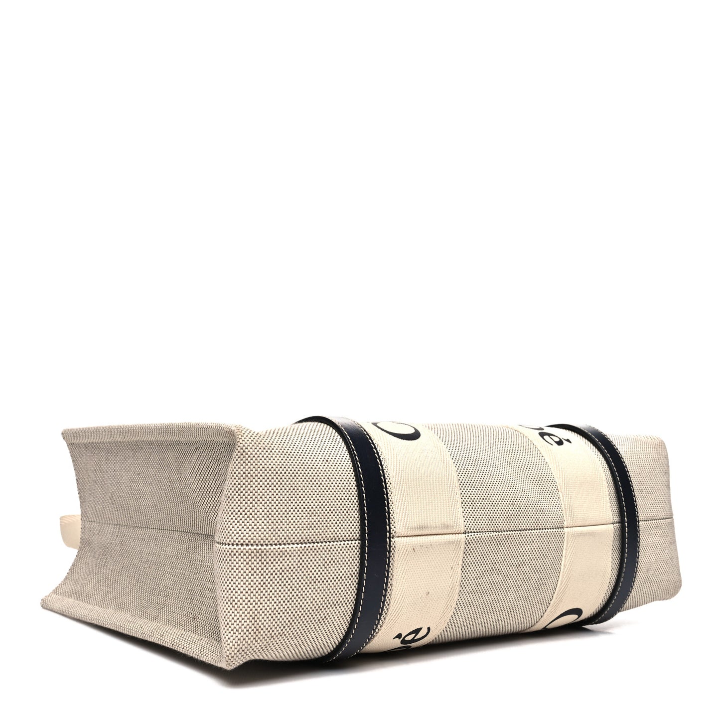 Cotton Calfskin Medium Woody Ribbon Tote White Black
