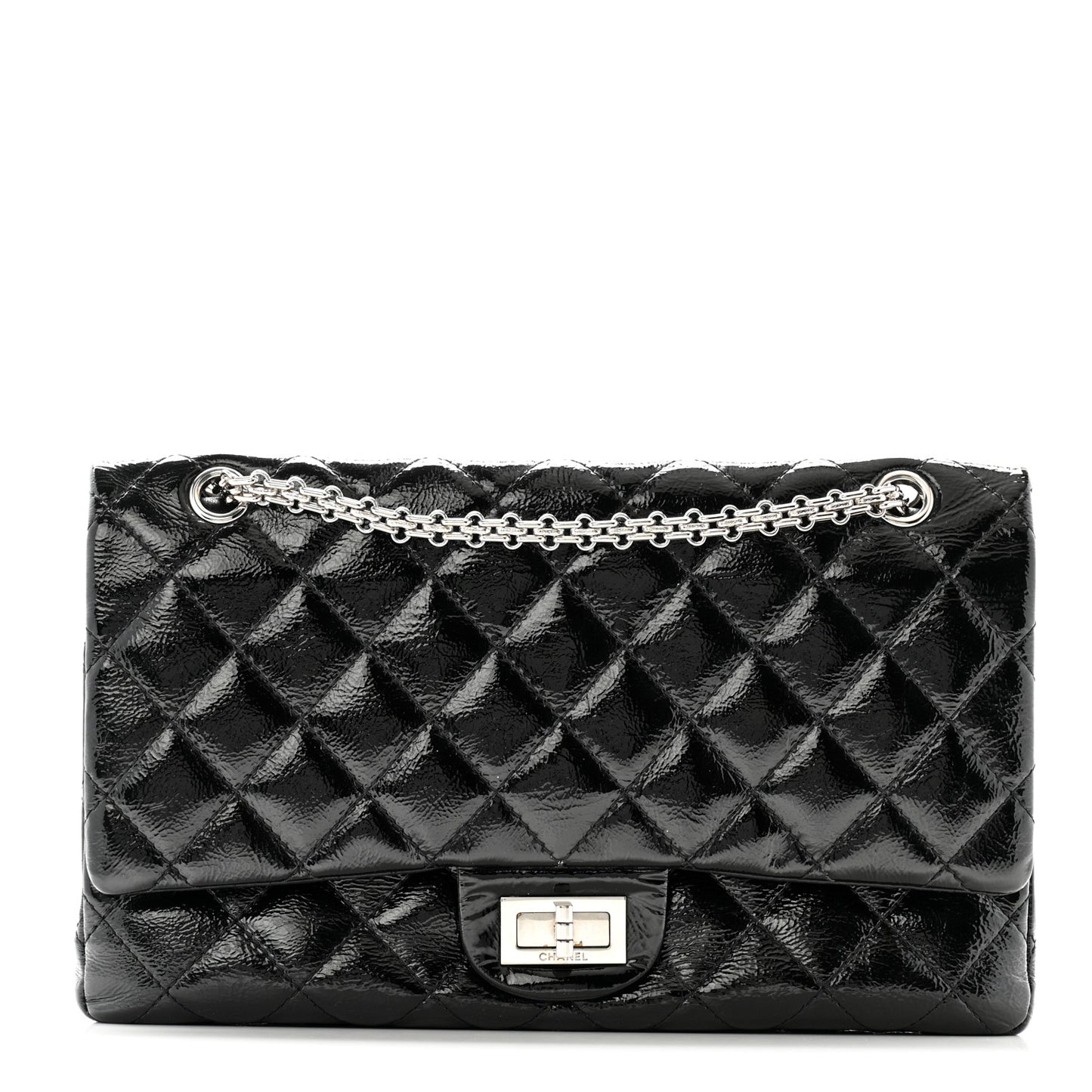 Distressed Patent Quilted 2.55 Reissue 227 Flap Black