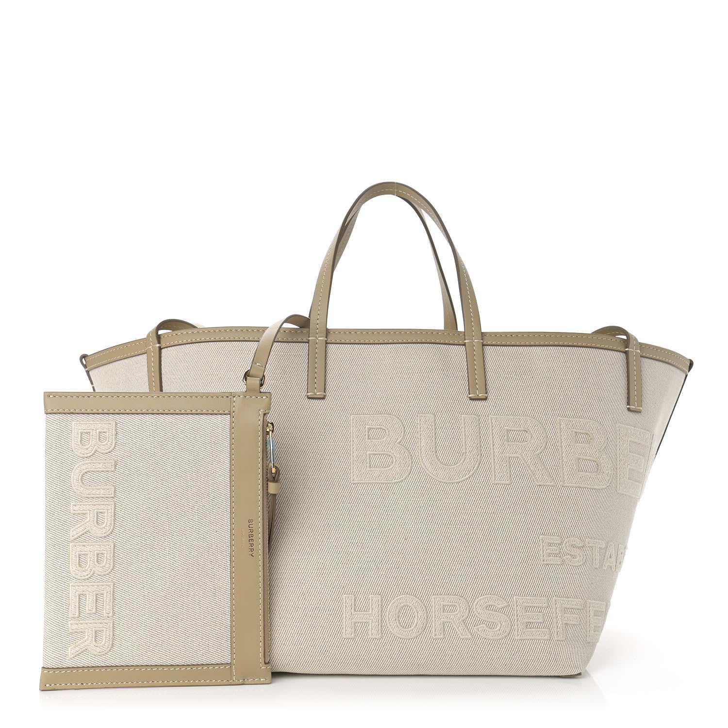 Burberry Cotton Canvas Mini Logo Horseferry Tote Bag Off White