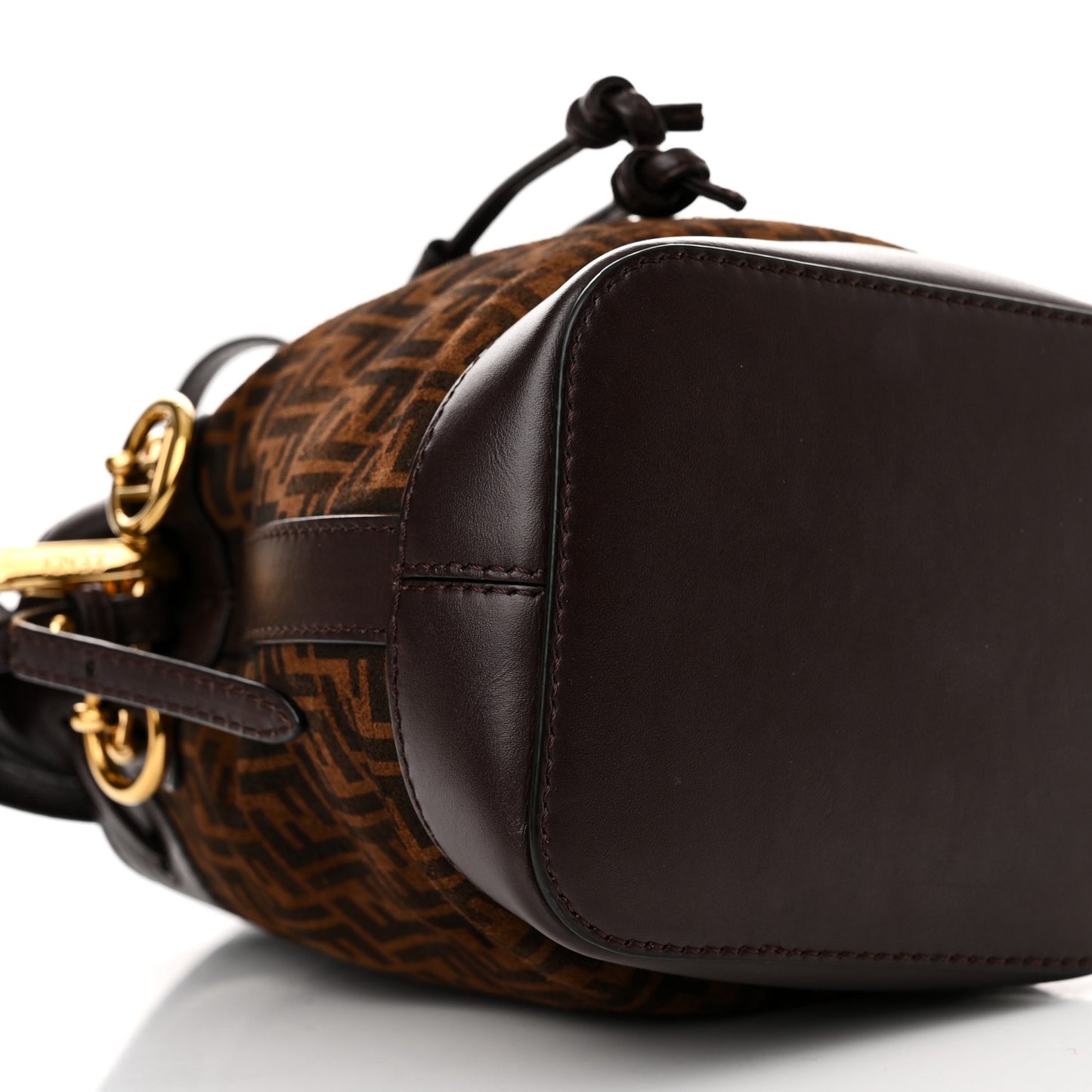 Suede Vitello King F is Fendi Micro FF Mini Mon Tresor Bucket Bag Sigaro Marrone Ebano