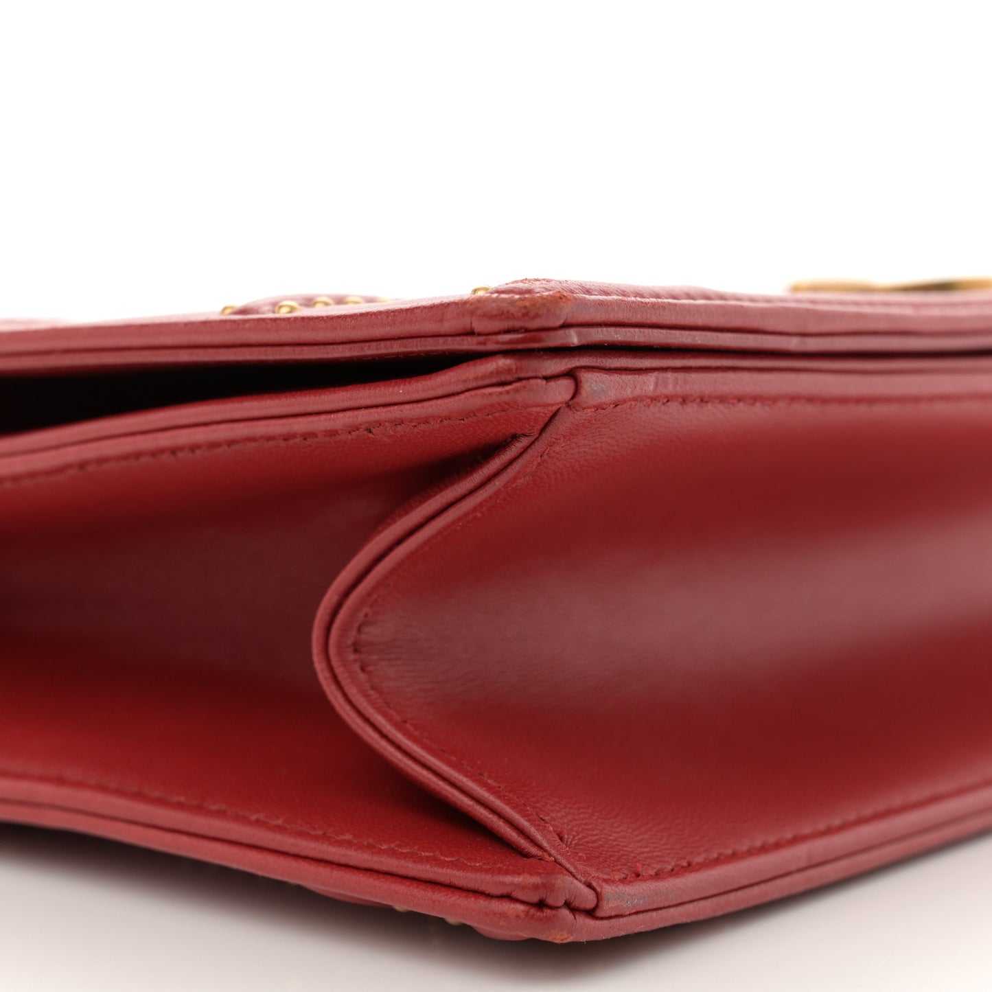 Calfskin Studded Medium Diorama Flap Bag Red