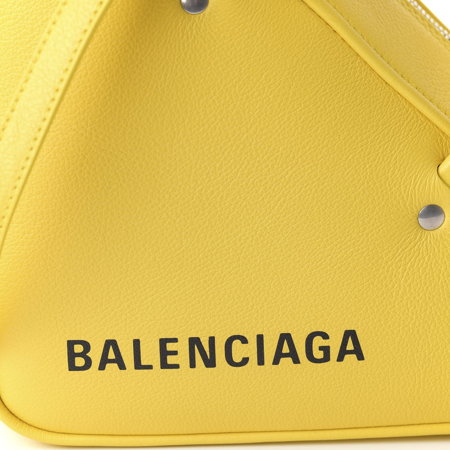 Shiny Day Calfskin Logo S Triangle Duffle Jaune Black