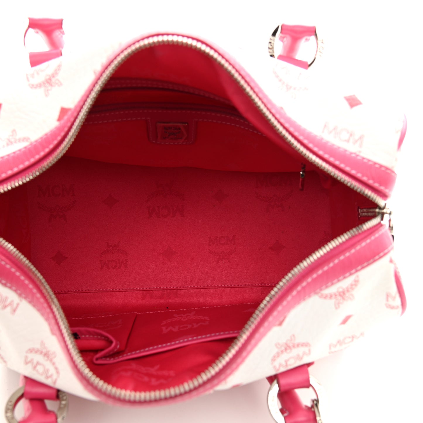 Visetos Medium Boston Bag Pink White