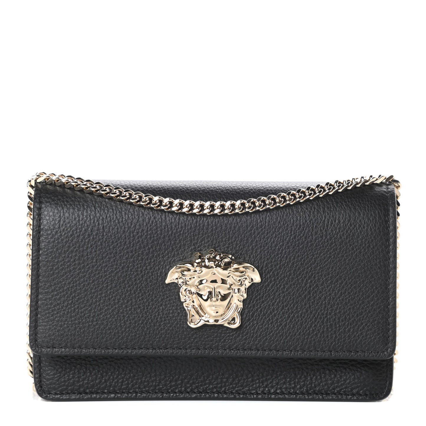 Grained Calfskin Palazzo Chain Evening Bag Black