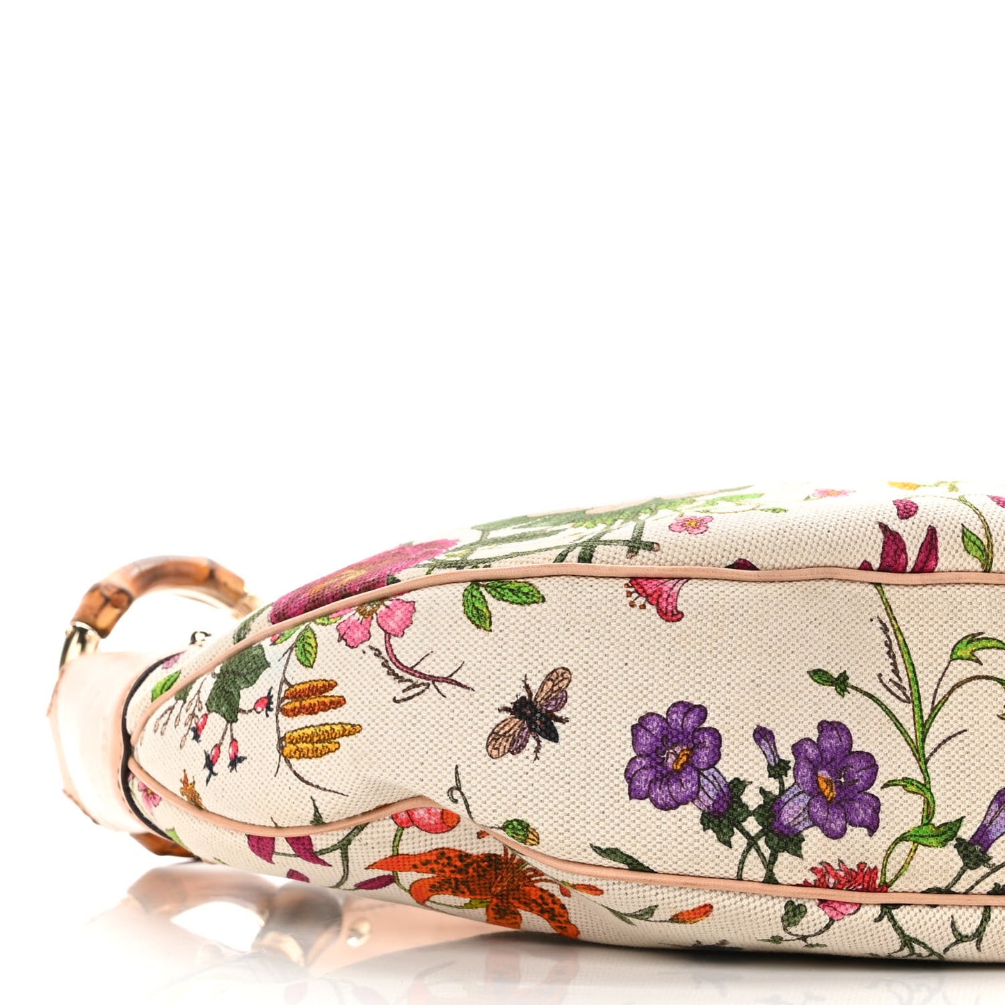 Canvas Floral Flora Bamboo Ring Hobo White