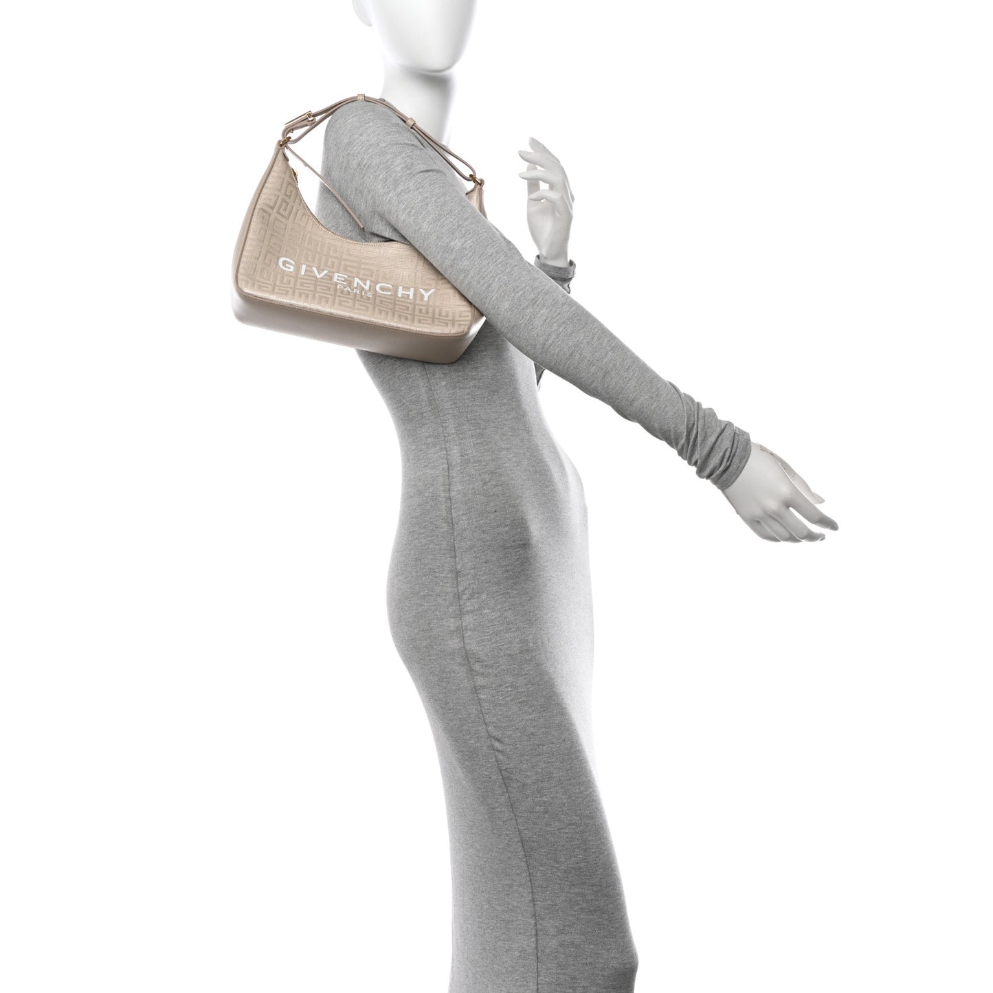 Coated Canvas Logo 4G Embossed Small Moon Cut Out Shoulder Bag Natural Beige