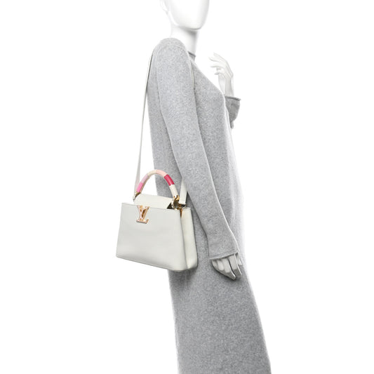 Taurillon Lambskin Calfskin Capucines BB Snow White