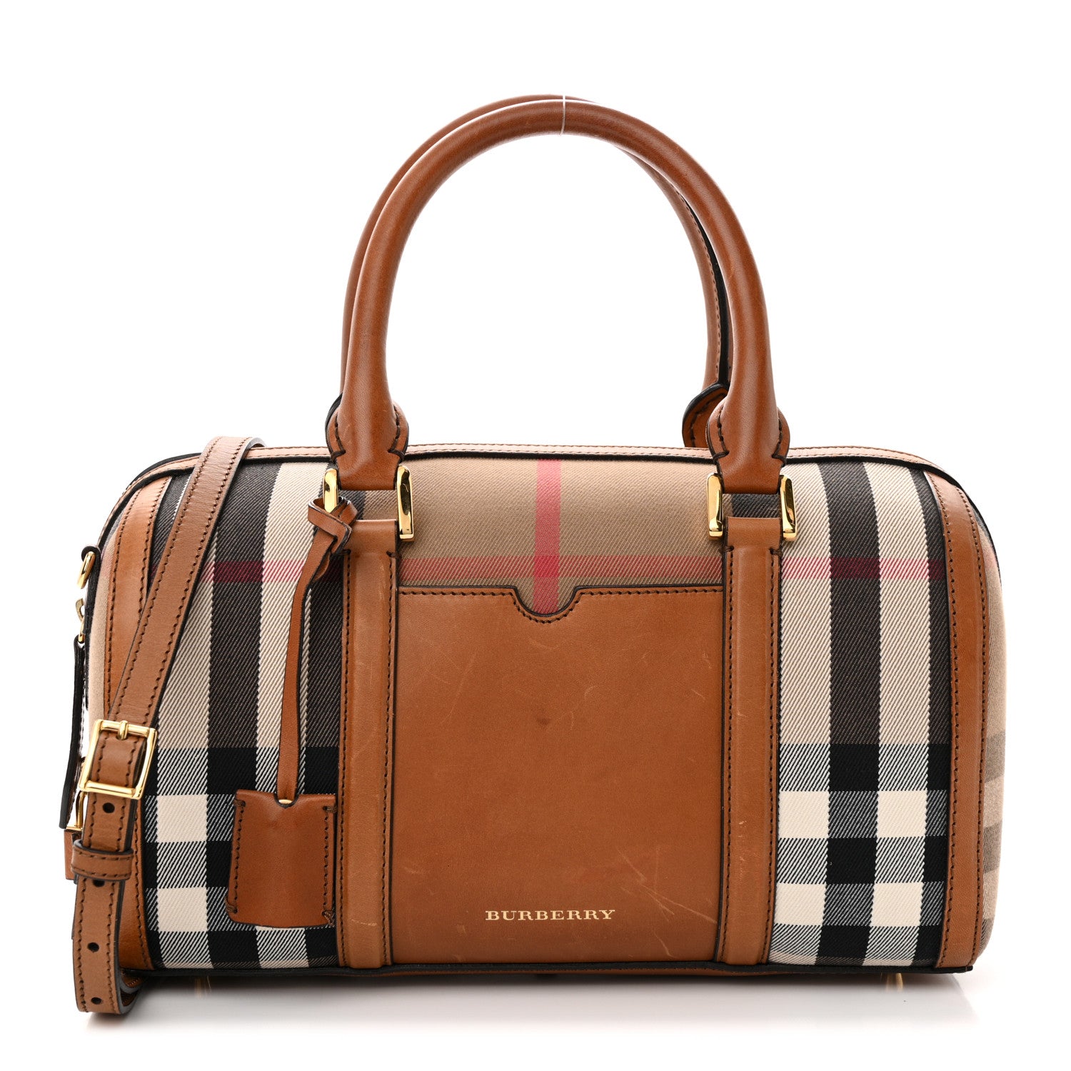 Burberry House Check Medium Alchester Bowling Bag Tan 1 of 20