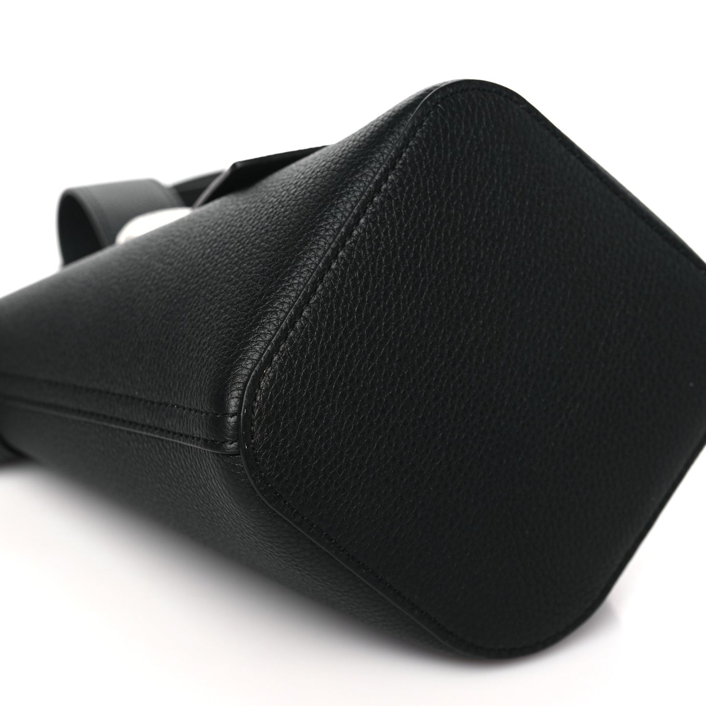 Soft Grained Calfskin Mini Pebble Bucket Bag Black