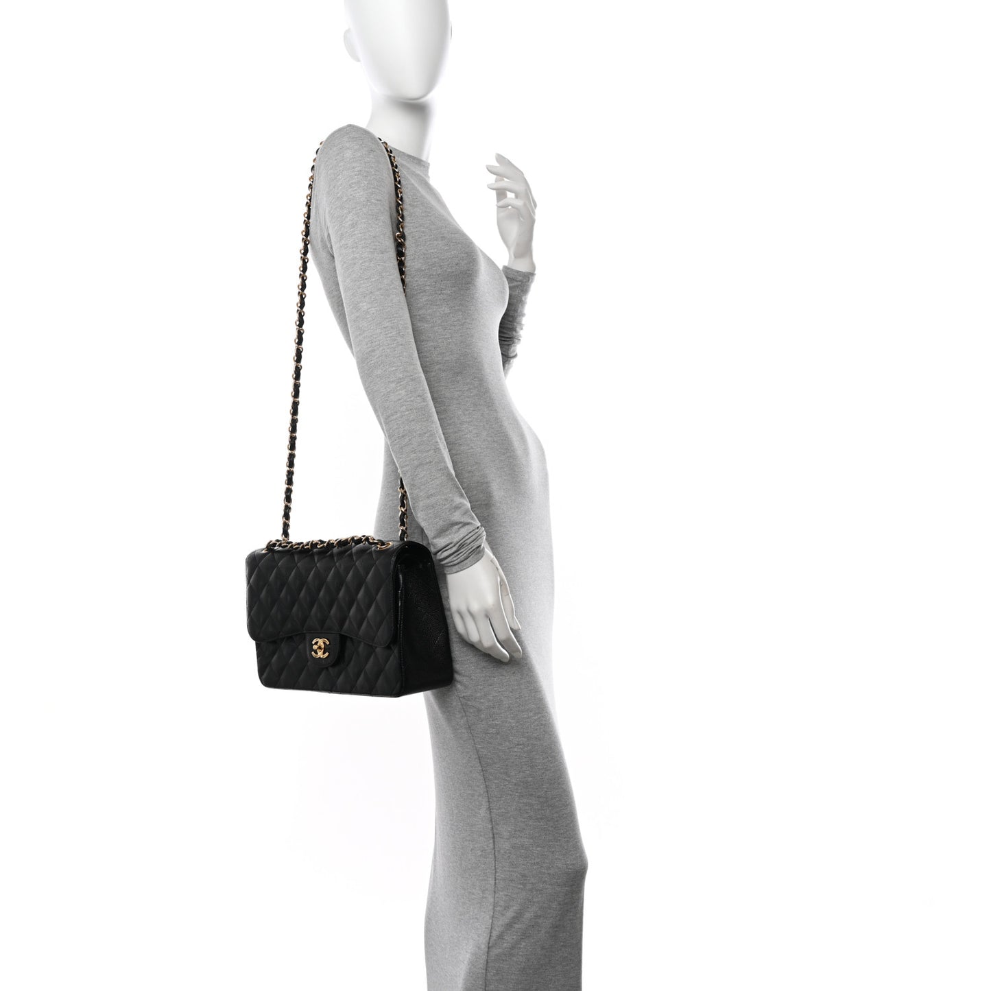 Caviar Quilted Jumbo Double Flap Black